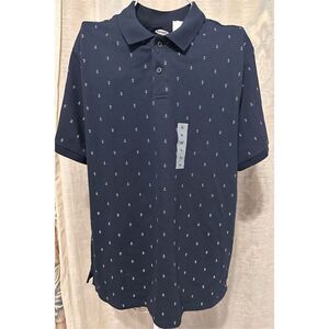 NEW WITH TAGS Old Navy Built in Flex Polo Shirt Mens XLarge Navy Blue Shirt Shor